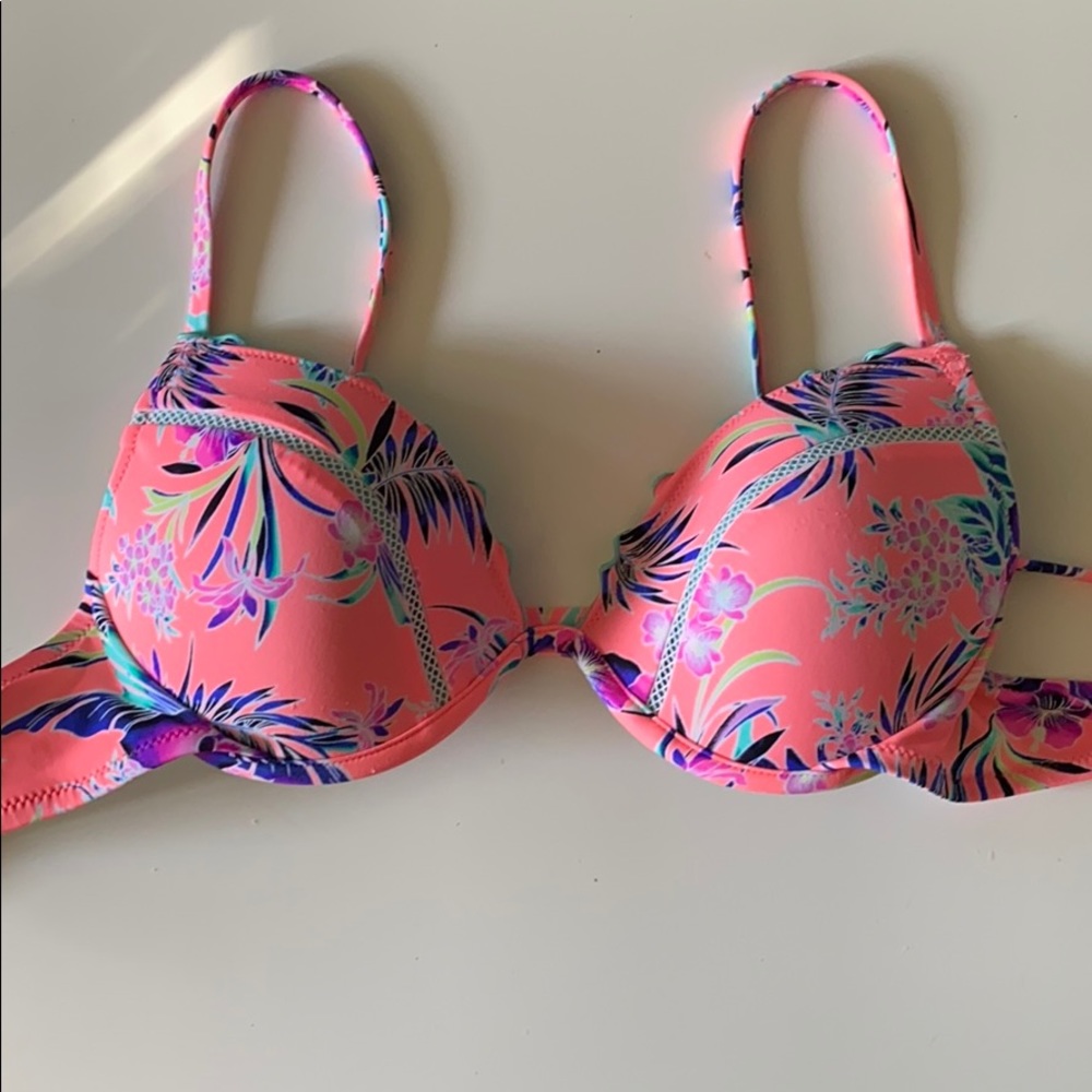 H&M Floral Neon Bathing suit top